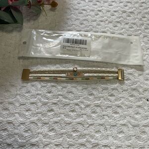 Cuff White and Multi Color Multi-Strand Bracelet~ Magnetic clasp- Gold Color